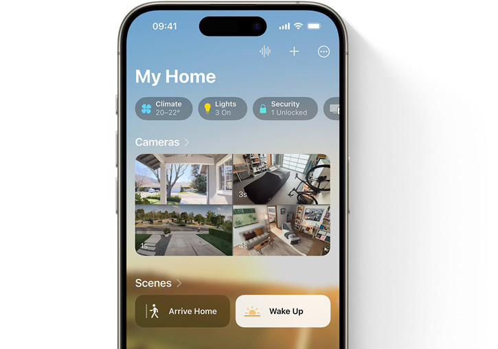 An iPhone showing the Home App My Home UI