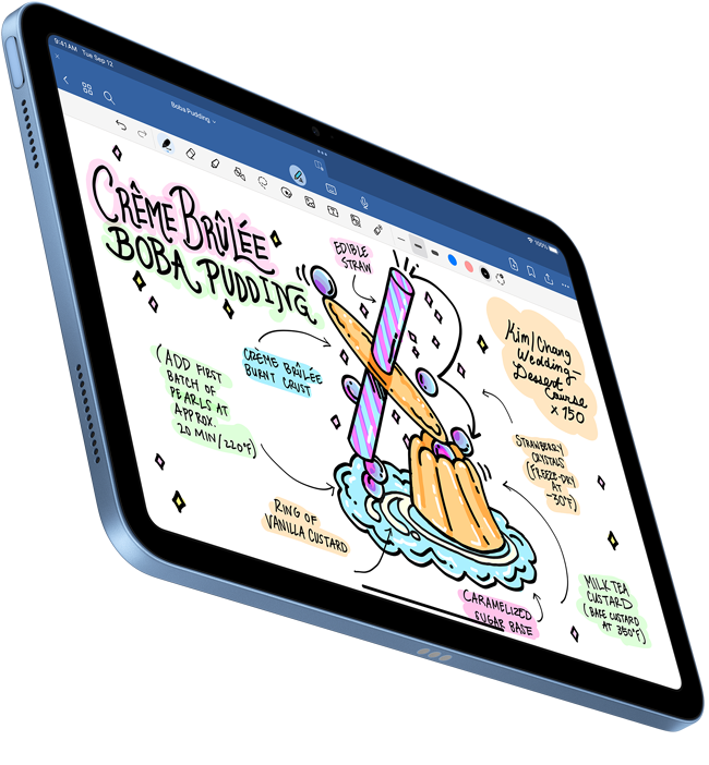 „iPad“ ekrane rodomas ranka parašytas dokumentas, sukurtas „Goodnotes 6“.