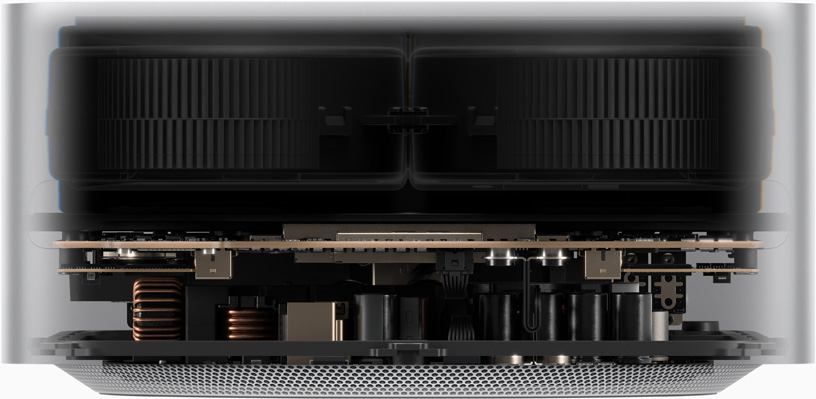 Dimensiones del Mac Studio, de 19,7 cm de alto y 9,5 cm de ancho