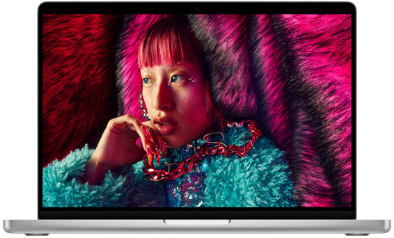 14" MacBook Pro, hvor Liquid Retina XDR-skærmen vises frem