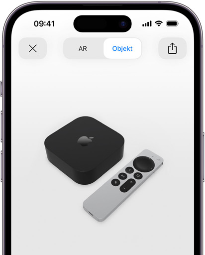 Image shows Apple TV 4k in Augmented Reality screen on iPhone.