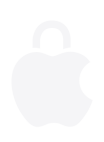 錠の形をしたAppleのロゴ。ロックが施錠位置にあり、プライバシー保護を強調している