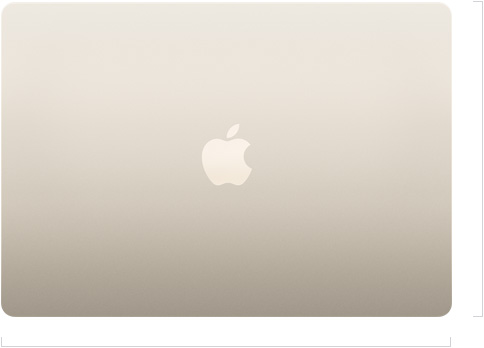 ตัวเครื่องภายนอกของ MacBook Air รุ่น 15 นิ้วที่พับปิดอยู่ ซึ่งมีโลโก้ Apple อยู่ตรงกลาง