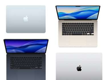 Quattro Mac diversi per modello, dimensione e colore, a dimostrazione delle possibilità di personalizzazione