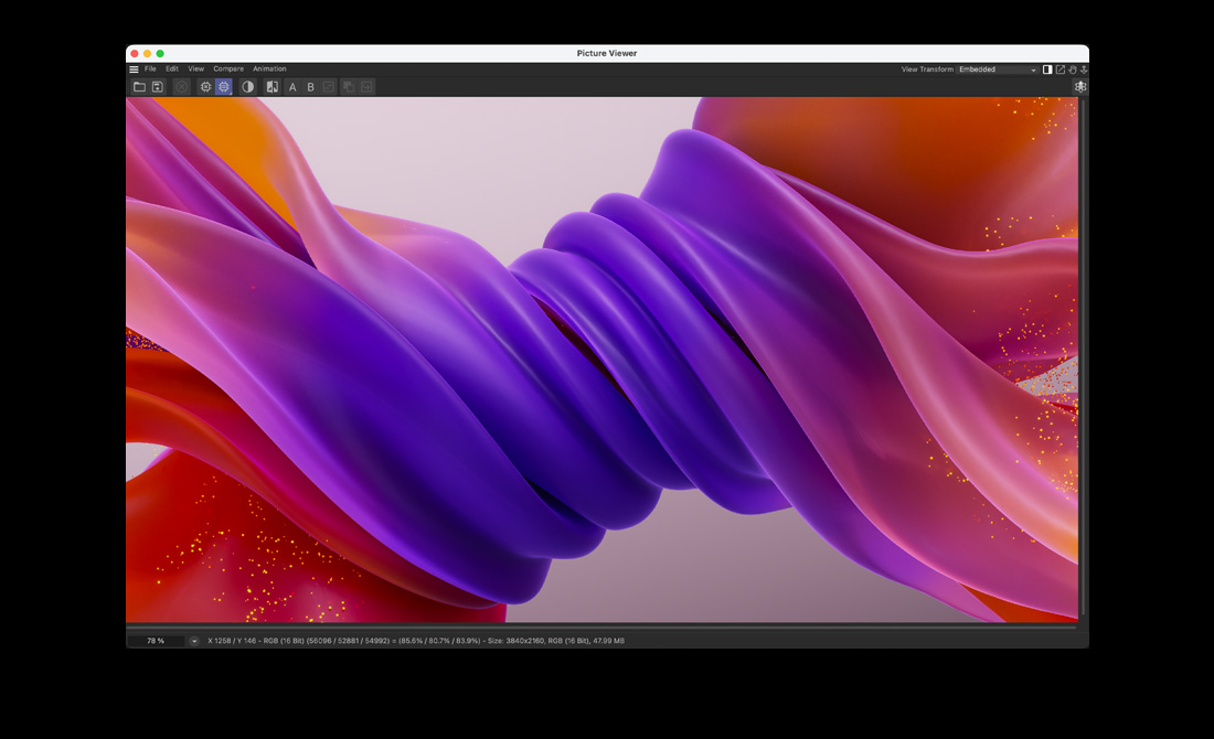 Schermo di un MacBook Pro con una complessa animazione 3D di una corda che gira in Cinema 4D