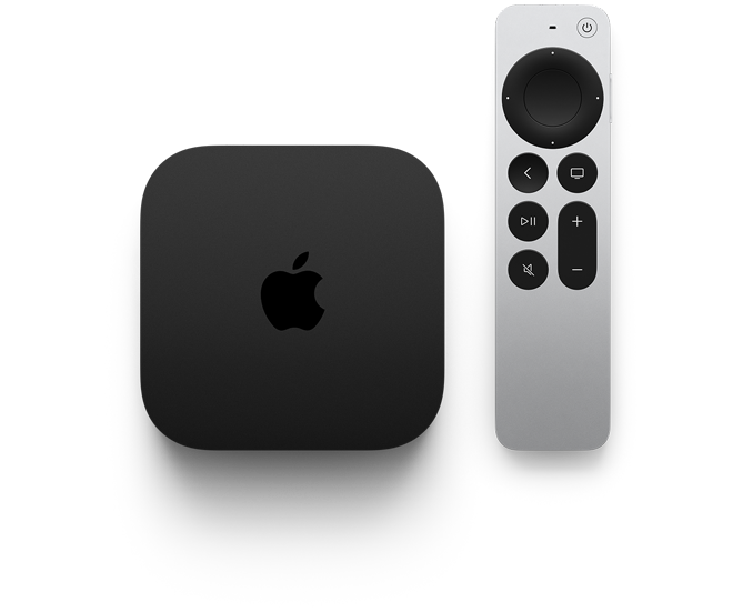 ภาพแสดง Apple TV 4K และ Siri Remote	