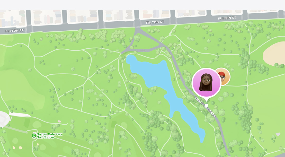 The Find My app showing where friends are located on a map.