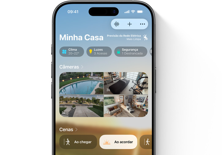iPhone exibe a tela 'Minha Casa' no app Casa