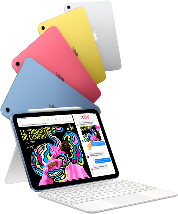 Clavier pour iPad 9e génération, clavier pour iPad 8e génération/7e  génération 10,2, pavé tactile intelligent, sans fil, amovible et avec  support