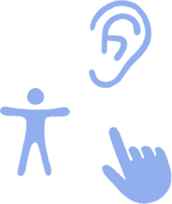 三个 Apple 辅助功能图标，分别代表：辅助功能、助听器，以及触控。