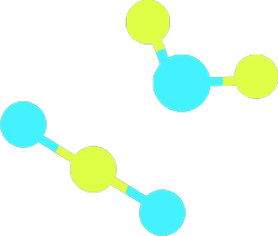 两个分子模型：分别是二氧化碳和水