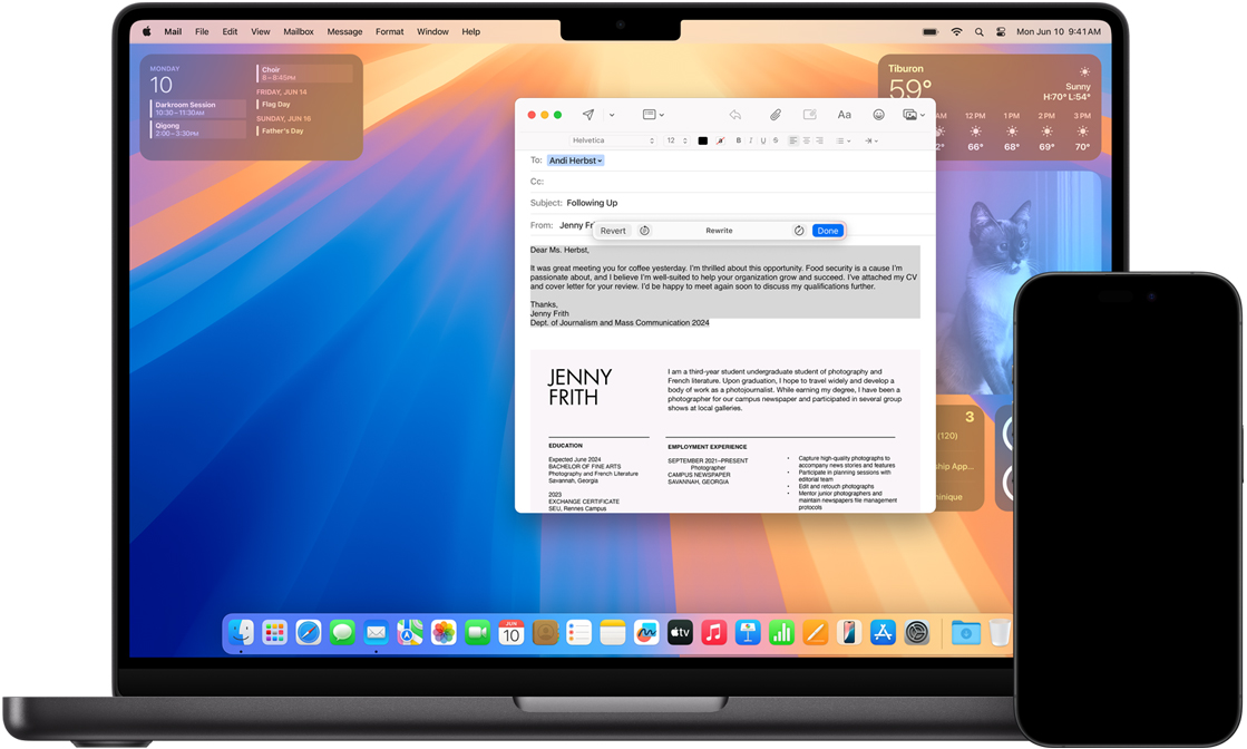 Herramientas de Escritura en un iPhone y un Mac.