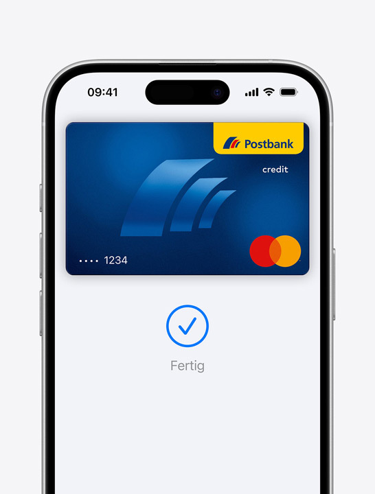 Apple Pay Kreditkarte auf dem Display.