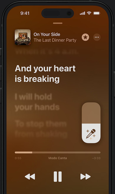 Modo Canta en Apple Music en un iPhone con la canción «New» de Lauren Daigle