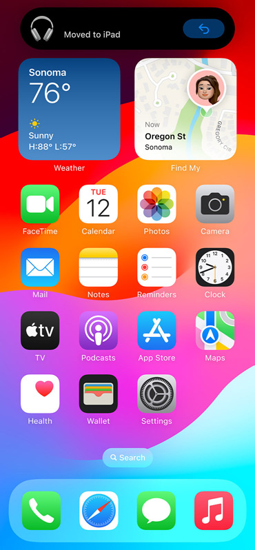 Bilde som viser en varsling om automatisk veksling på en iPhone-skjerm