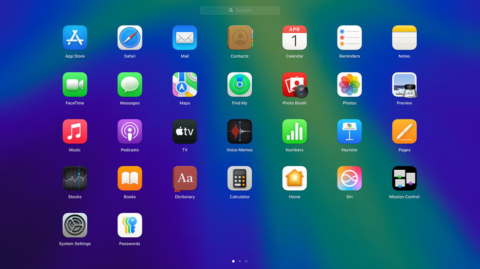 Verschillende appsymbolen worden in een raster op het scherm weergegeven.