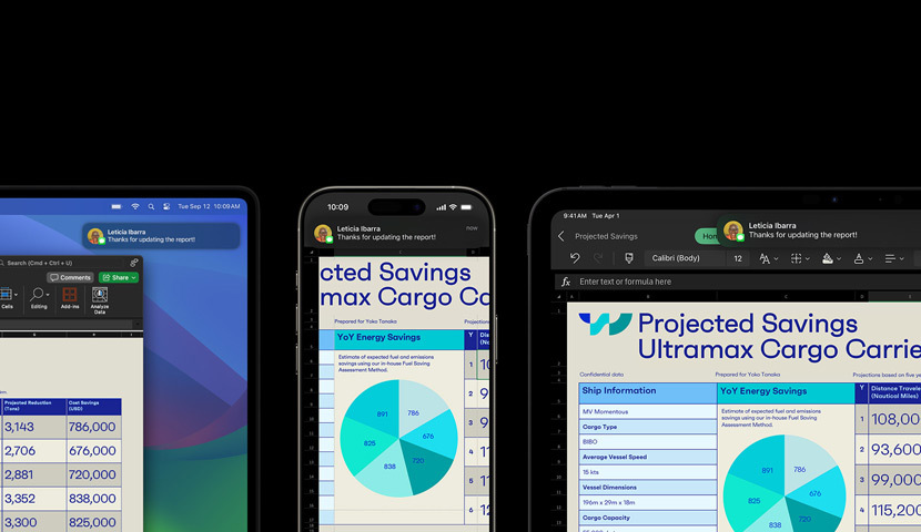 Een presentatie en tekstbericht op meerdere devices, waaronder Apple Watch, iPhone, Mac en iPad.