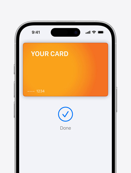 Apple Pay-kreditkort på skärmen.