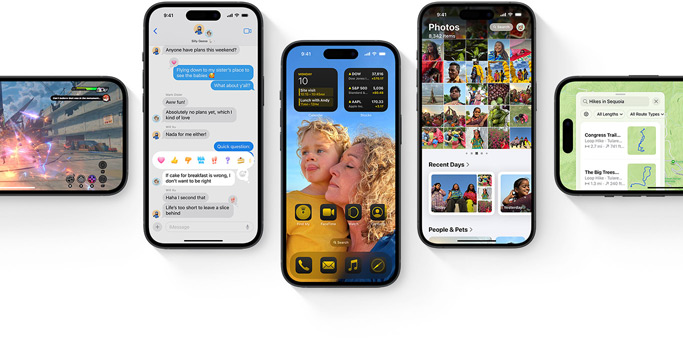 Plusieurs iPhone avec des nouvelles fonctionnalités d’iOS