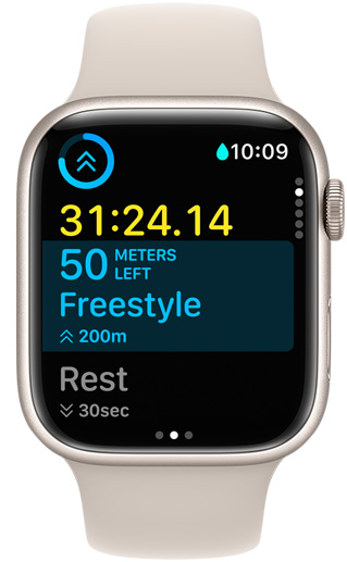 شاشة Apple Watch Ultra تعرض وقت المرحلة الحالية وما يتبقى في التمرين المخصص