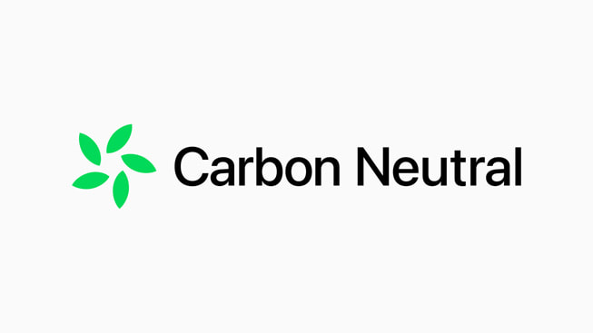 Un symbole en forme de fleur verte accompagné des mots « Carbon Neutral » (carboneutre).