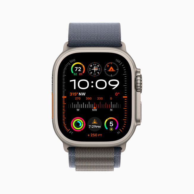 The new Modular Ultra watch face is shown on Apple Watch Ultra 2.