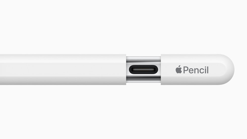Hình ảnh cổng USB-C ẩn sau nắp trượt trên Apple Pencil mới. 