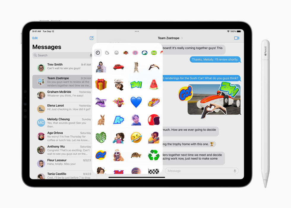 iPadOS 17 上的「訊息」App。