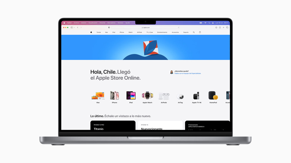 Se muestra el Apple Store Online de Chile