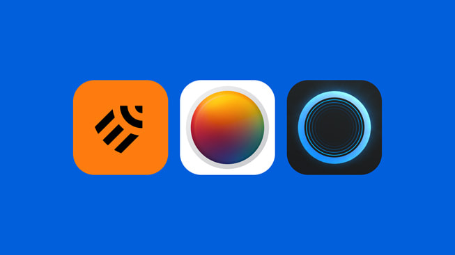 Logotipos dos apps Linearity Curve, Photomator e Portal.