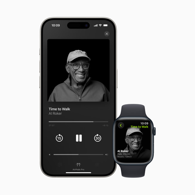 Hora de Andar con Al Roker en un iPhone y un Apple Watch.