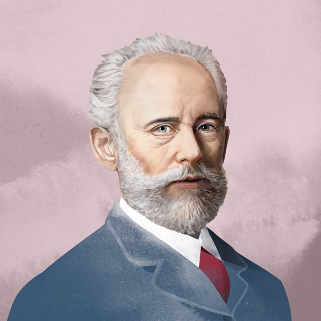 A portrait of composer Pyotr Ilyich Tchaikovsky from Apple Music Classical.