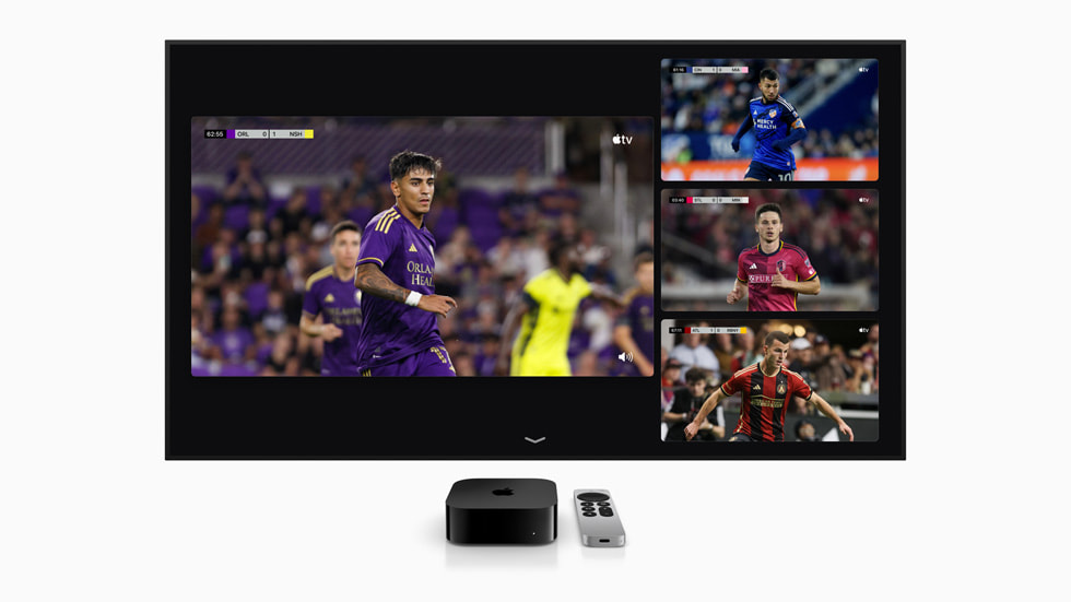 MLS Season Pass su una Apple TV 4K con varie partite in diretta.