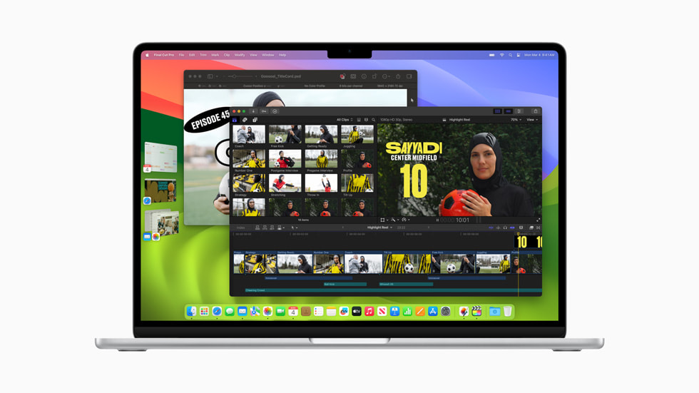 Final Cut Pro, Organisator og Pixelmator vises på den nye MacBook Air.