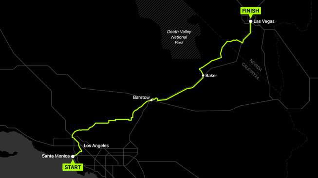 A map of the team's Speed Project route.