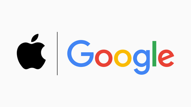 Logo yang mewakili Apple dan Google.