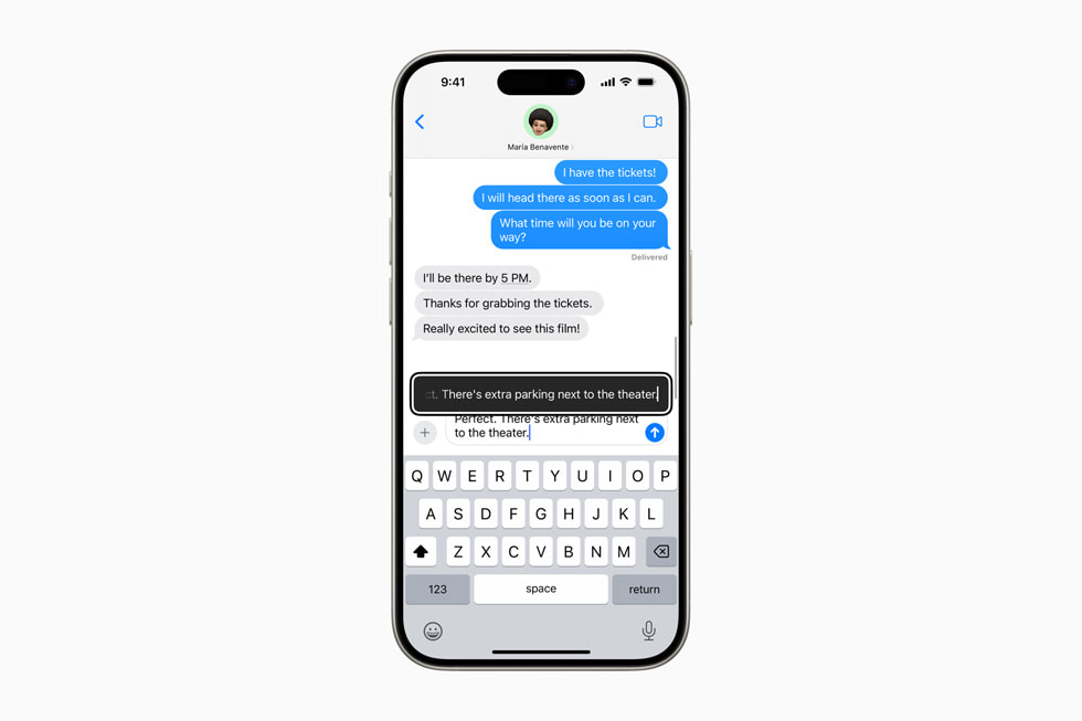 Tekstframheving vises på iPhone 15 Pro.