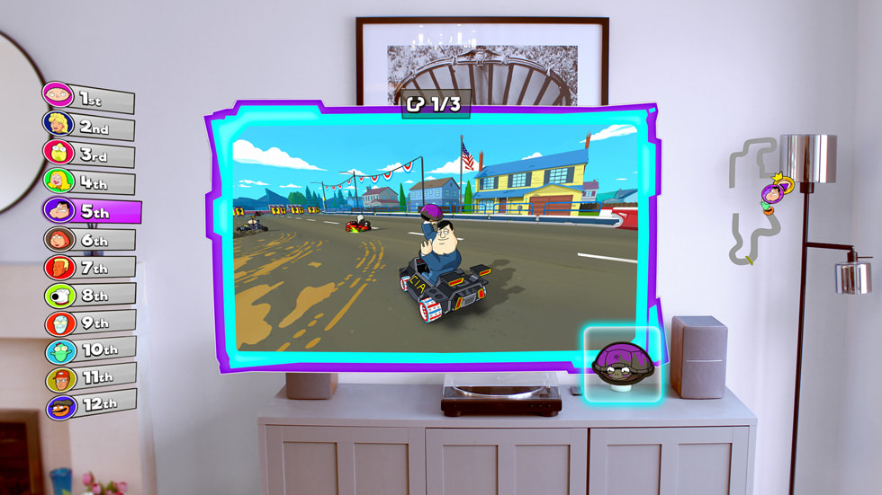 Η εμπειρία παιχνιδιού Warped Kart Racers εμφανίζεται στο Apple Vision Pro.