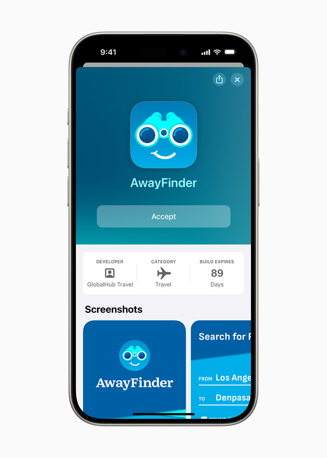 AwayFinder su iPhone 15 Pro.