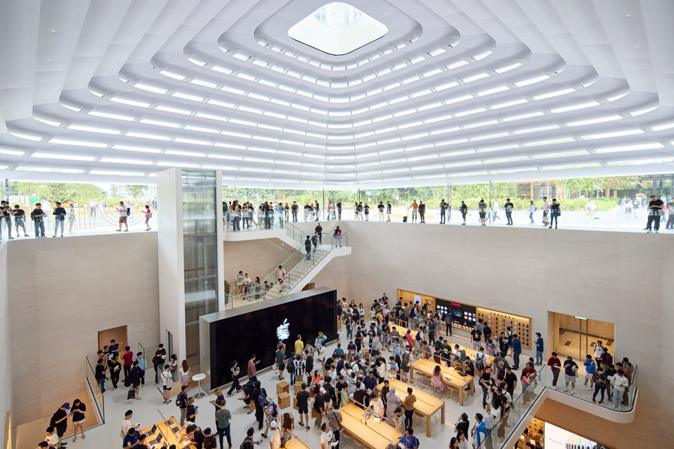 An overhead view of the interior of Apple The Exchange TRX.