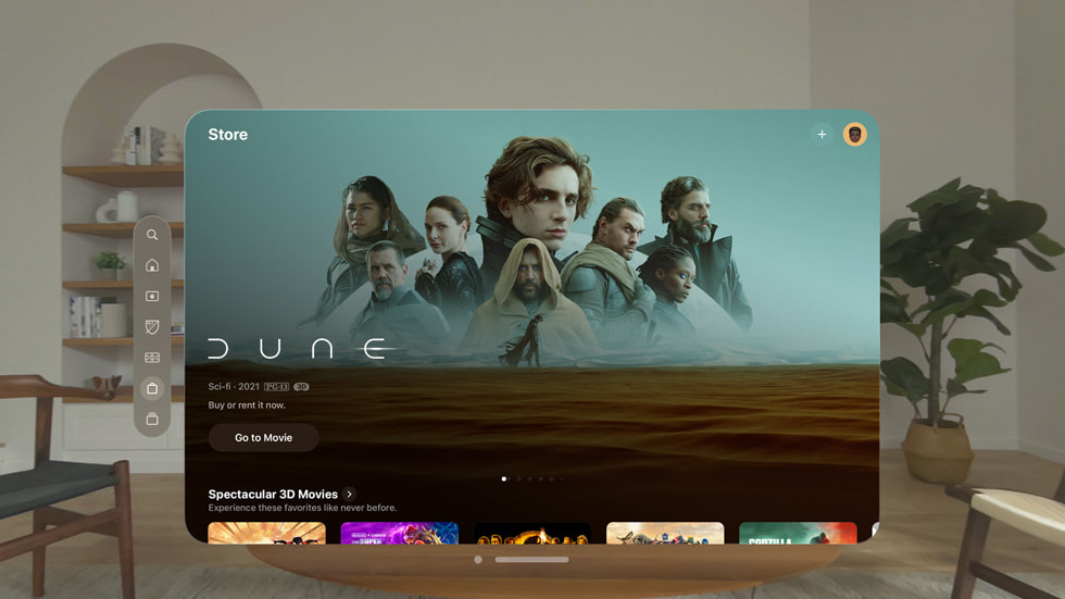 Apple Vision Pro’da üç boyutlu olarak Dune gösteriliyor.
