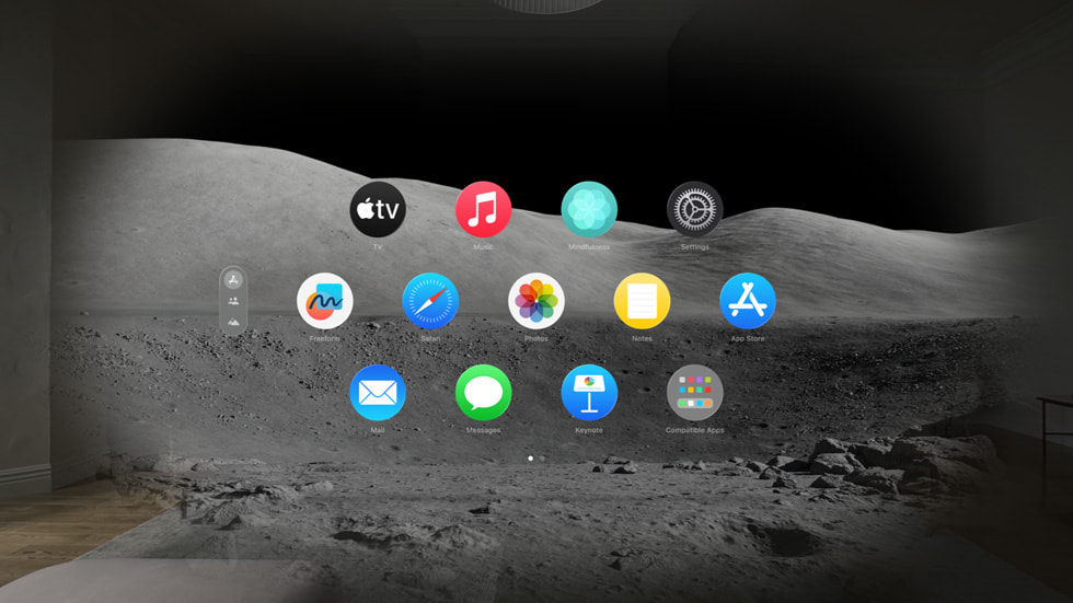 Die Umgebung „Moon“ auf der Apple Vision Pro.