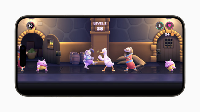 Uma imagem do jogo Punch Kick Duck+, de Shaun Coleman, no iPhone 15 Pro.