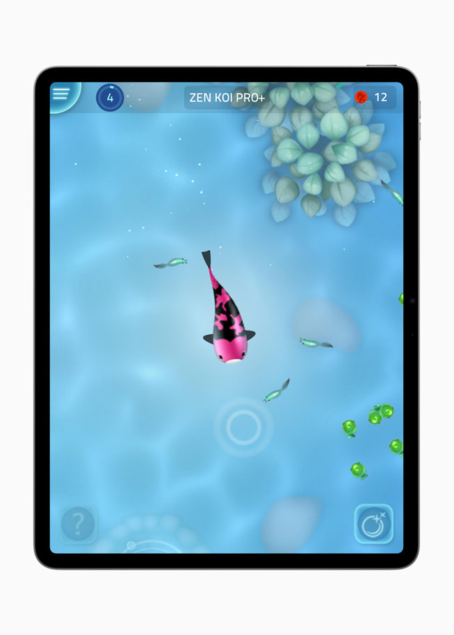 Hình ảnh tĩnh trong trò chơi Zen Koi Pro+ của LandShark Games trên iPad Pro. 