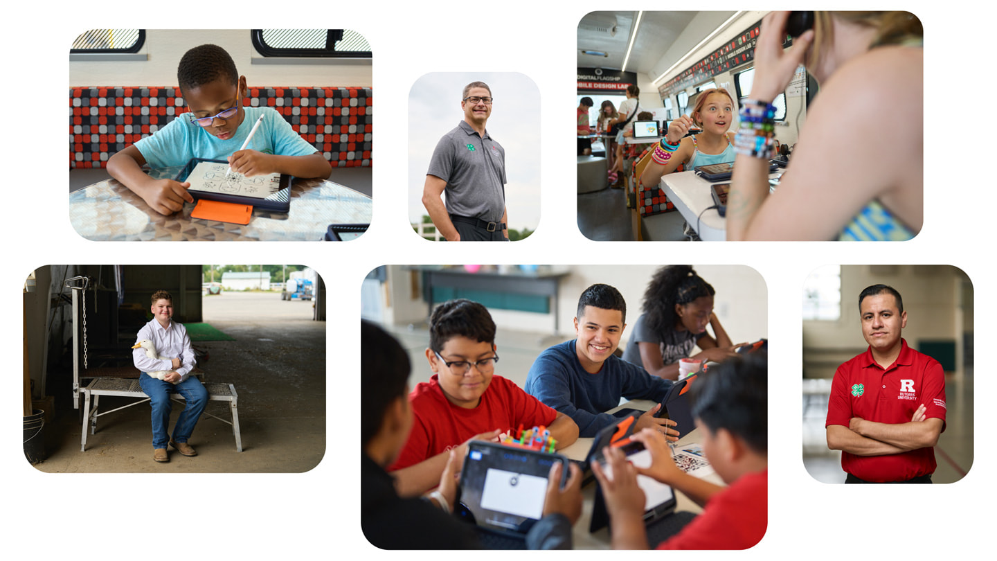 A collage of 4-H educators and participants using iPad and Apple Pencil.