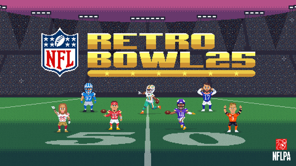 Titelskærmen for NFL Retro Bowl ’25.