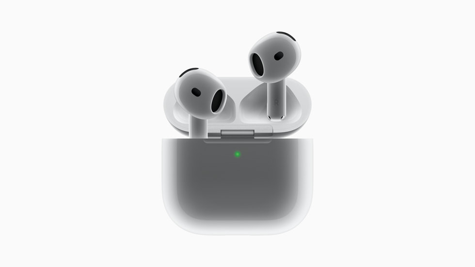 Et nærbillede af AirPods 4.