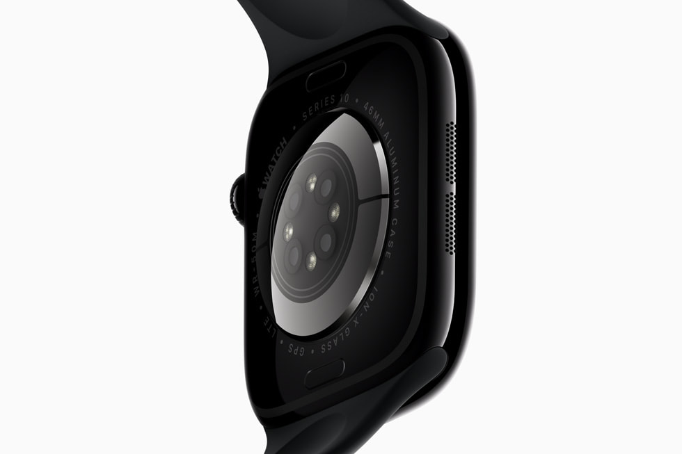 Et nærbillede af bagsiden på Apple Watch Series 10.