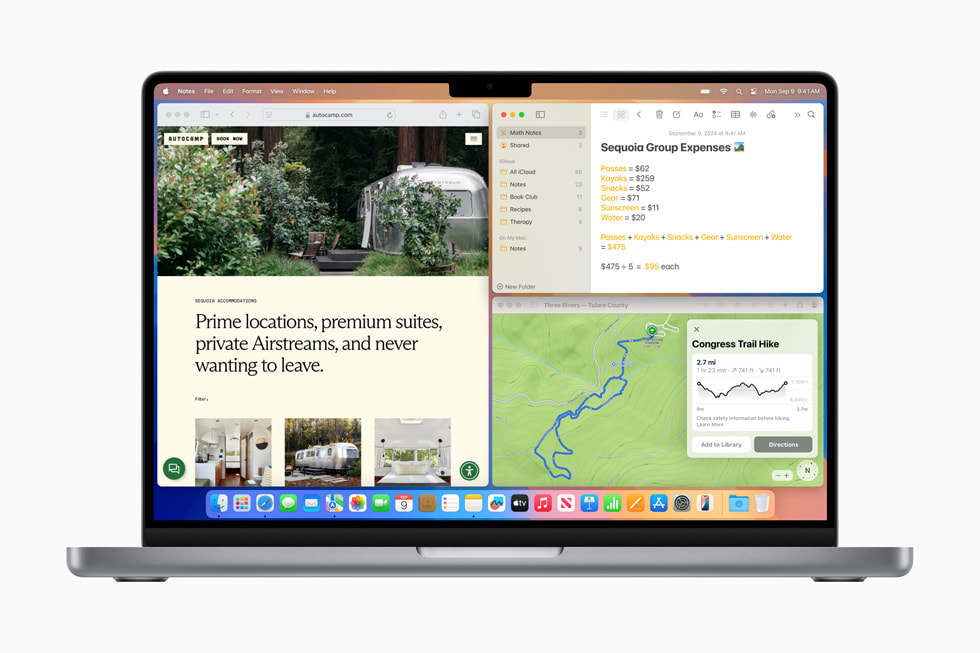 Un MacBook Pro che mostra tre finestre di app aperte.