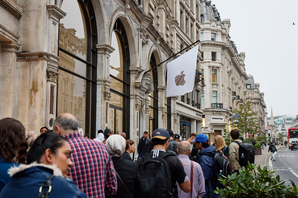 The queue outside Apple Regent Street in London.